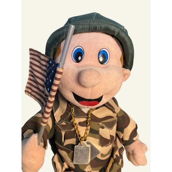 Patriotic American Soldier PLUSH Figure  Camouflage Outfit American Flag - Picture 2 of 15